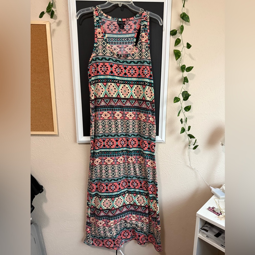 Love Tribal Print Dress in Pink and Blue